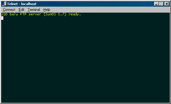 telnet localhost 21